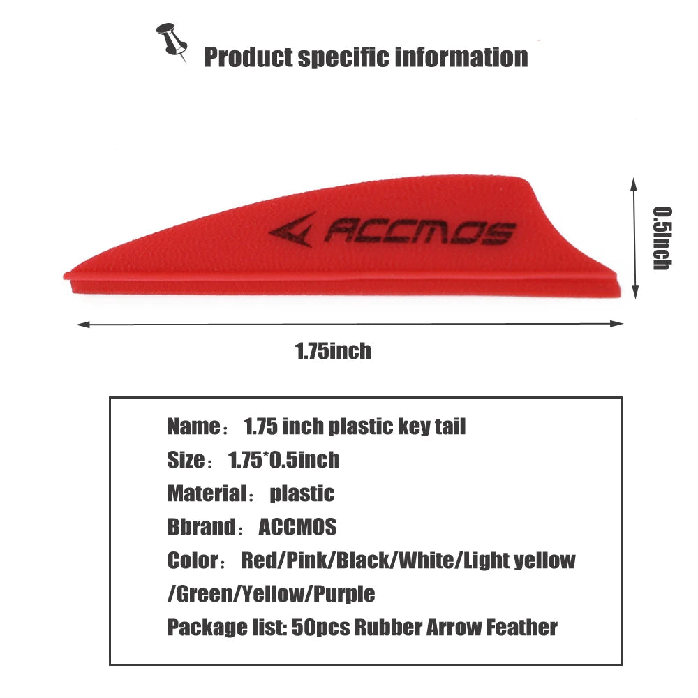 1.75 inch Archery Arrows Vanes Plastic Arrow Feather Fletching for DIY Archery Hunting Targeting Arrows (50pcs)