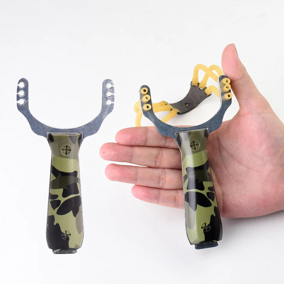 2-color Metal Slingshot Powerful Three Strand Card Ball Catapult Outdoor Hunting Practice Shooting Accessories Sling Shot Set