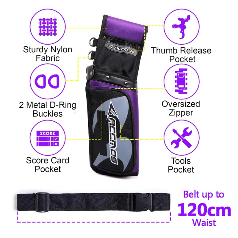 ACC Archery Arrow Quiver Bow Bag Holder Recurve Compound Bow Arrow Hunting Release Hold Pounch Arrow Strap Reverse Hold 7color