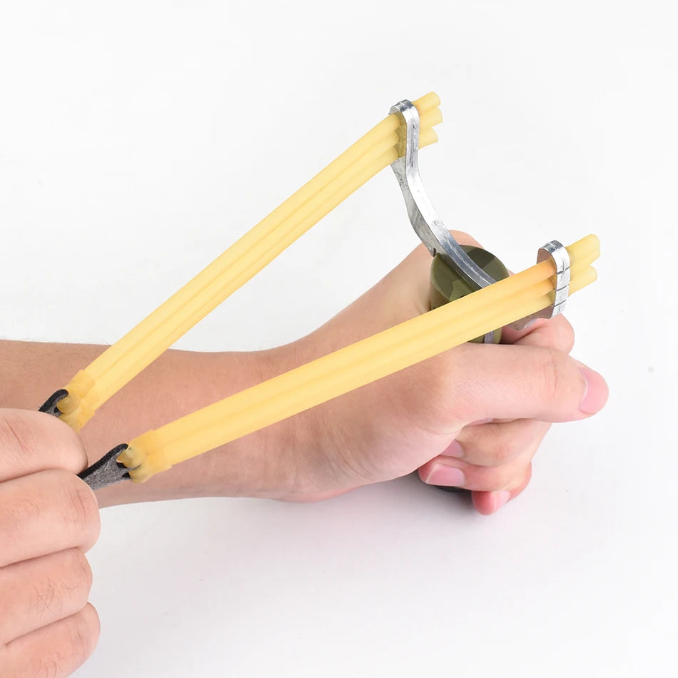 2-color Metal Slingshot Powerful Three Strand Card Ball Catapult Outdoor Hunting Practice Shooting Accessories Sling Shot Set